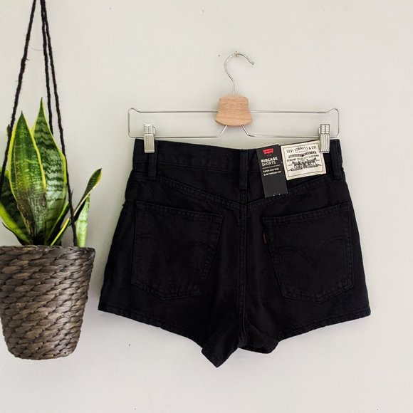 New Levi's Wellthread Black Ribcage Denim Shorts - Picture 7 of 10